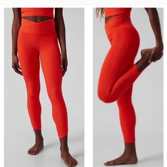 Athleta Pants - Athleta Elation Crossover Rib 7/8 Tight in Fire Orange